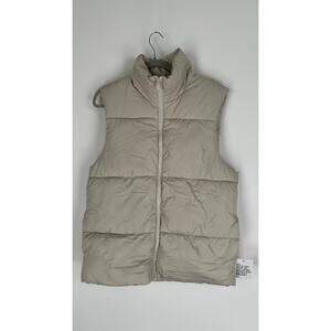 Asos Design Mens Zip Up Puffer Vest Ecru Size Medium New Stone Neutral Layering